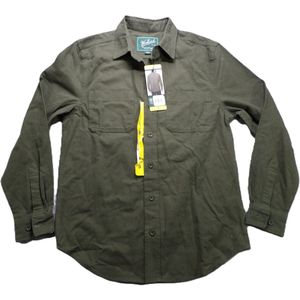 NWT Woolrich Green Label Chamois Flannel Shirt 100% Cotton Men Small Green Work